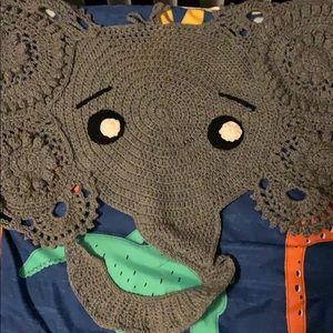 Hand crocheted elephant very big for wall
